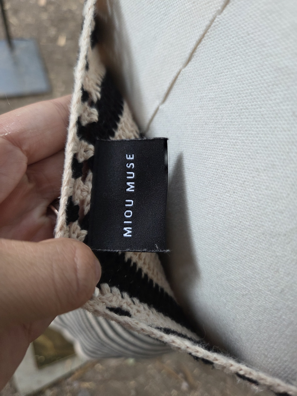 Miou Muse Striped Black and Cream Knit Spaghetti Strap Dress - Picture 8 of 8